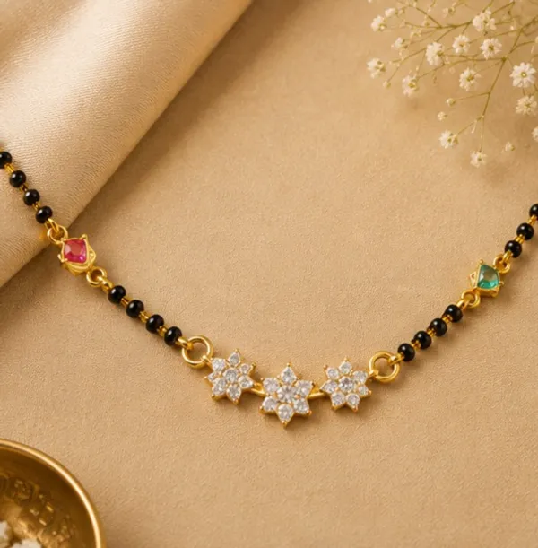 Gold-Tone_Black_Beaded_Necklace_with_Multicolor_Floral_Accents