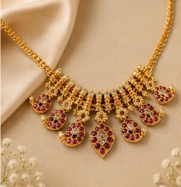 Gold-Tone_Ruby-Red_Leaf_Drop_Necklace_with_Matching_Earrings