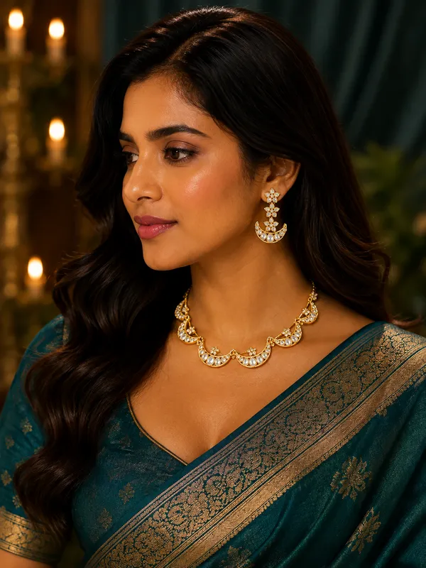 Gold-Plated_Kundan_Crescent_Choker_Necklace_Set_with_Earrings