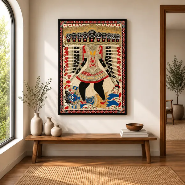 Madhubani_Durga_Folk_Art_Mythological_Wall_Painting