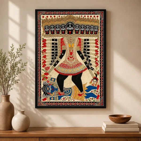 Madhubani_Durga_Folk_Art_Mythological_Wall_Painting