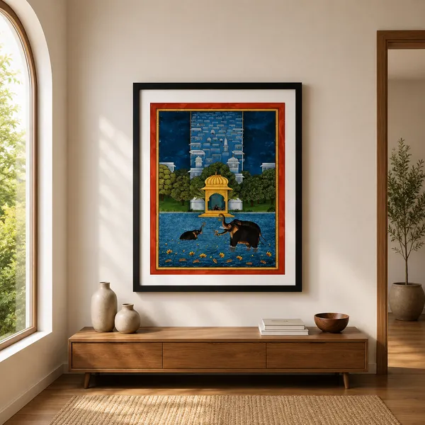 Wooden_Traditional_Elephant_Scene_Wall_Painting