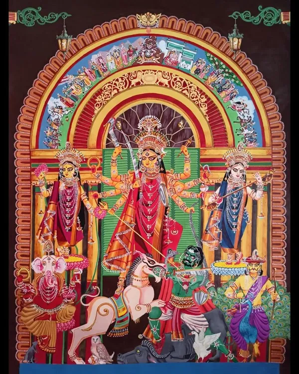 Traditional_Religious_Durga_Family_Artwork_Wall_Hanging