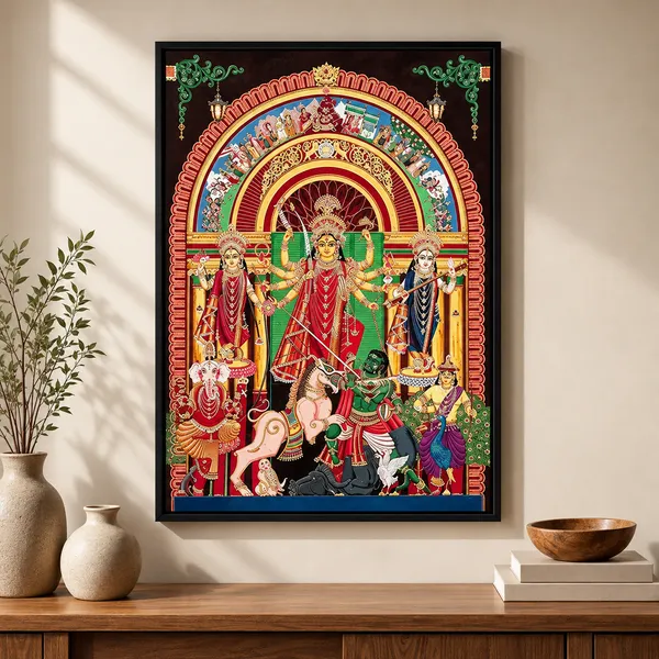 Traditional_Religious_Durga_Family_Artwork_Wall_Hanging