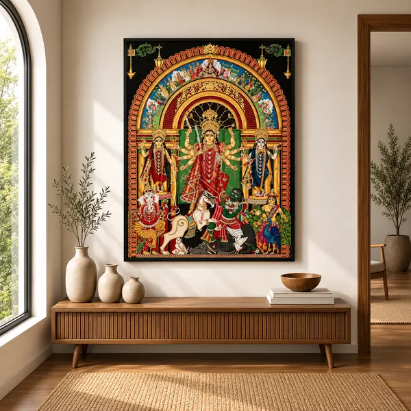 Traditional_Religious_Durga_Family_Artwork_Wall_Hanging