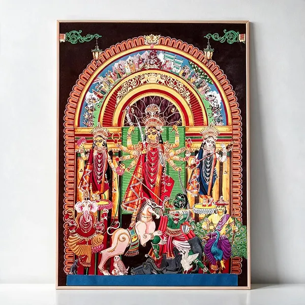 Traditional_Religious_Durga_Family_Artwork_Wall_Hanging