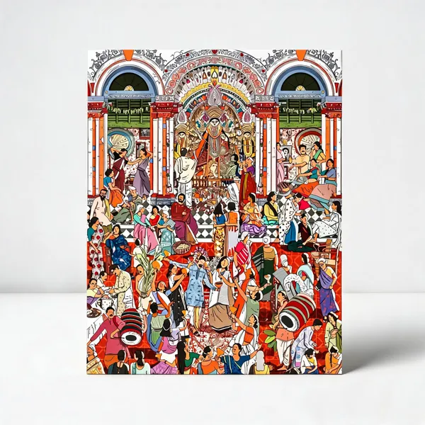 Multicolour_Festive_Temple_Illustration_Wall_Art_Print