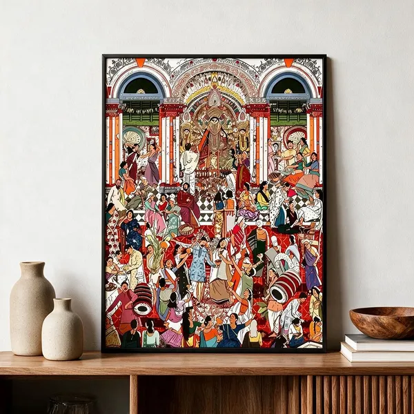Multicolour_Festive_Temple_Illustration_Wall_Art_Print