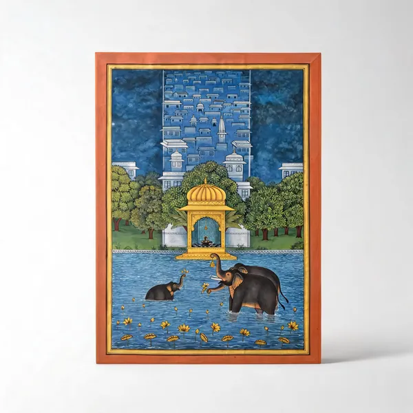 Wooden_Traditional_Elephant_Scene_Wall_Painting
