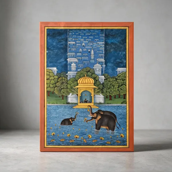 Wooden_Traditional_Elephant_Scene_Wall_Painting