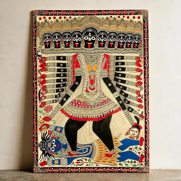 Madhubani_Durga_Folk_Art_Mythological_Wall_Painting