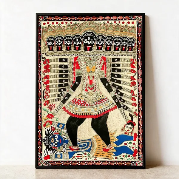 Madhubani_Durga_Folk_Art_Mythological_Wall_Painting