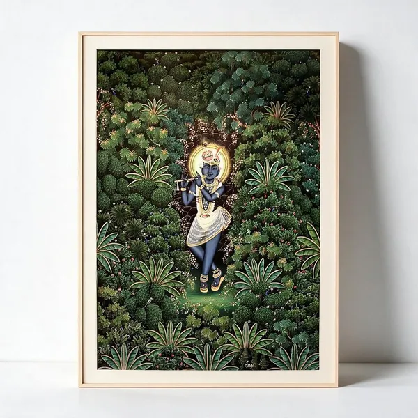 Framed_Religious_Krishna_Botanical_Wall_Art
