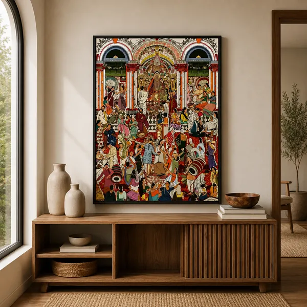 Multicolour_Festive_Temple_Illustration_Wall_Art_Print