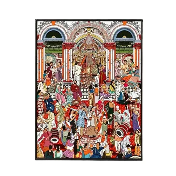 Multicolour_Festive_Temple_Illustration_Wall_Art_Print