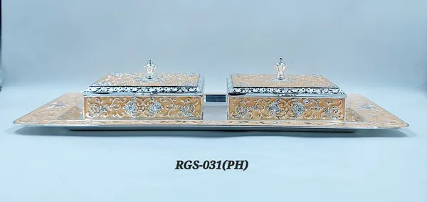 German_Silver_Enamel_Festive_Floral_Paisley_Dual_Dry_Fruit_Box_Set_With_Tray