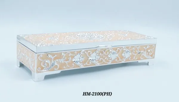 German_Silver_Peach_Enamel_Floral_Engraved_Jewelry_And_Dry_Fruit_Storage_Box