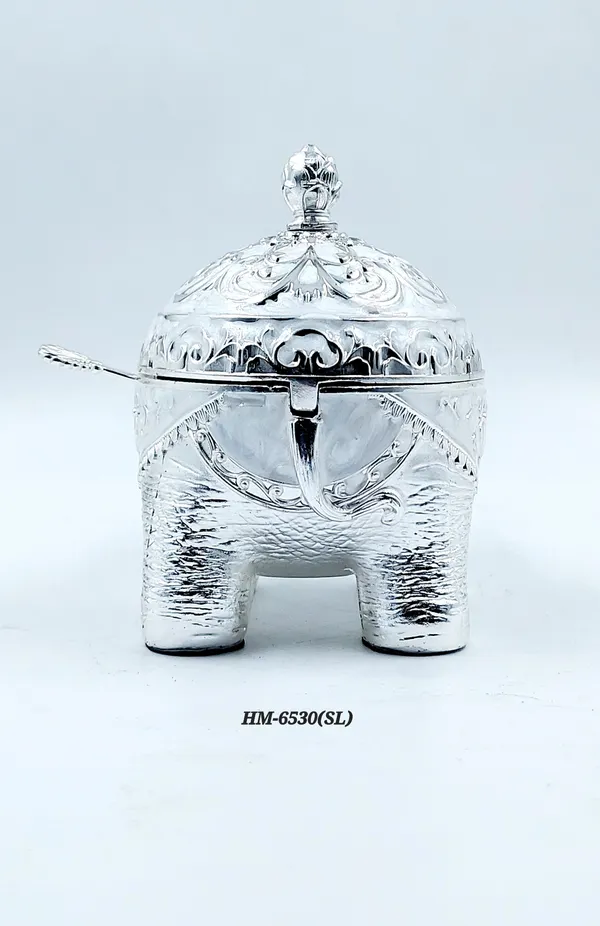 German_Silver_Enamel_Decorative_Fat_Elephant_Sugar_Candy_Bowl
