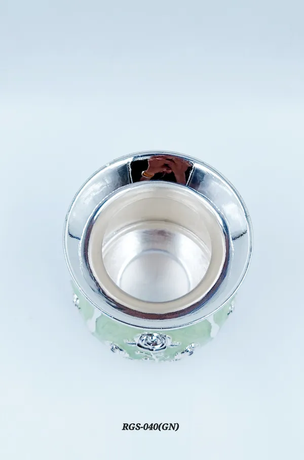 German_Silver_Green_Enamel_Floral_Decorative_Lota_Pooja_Kalash