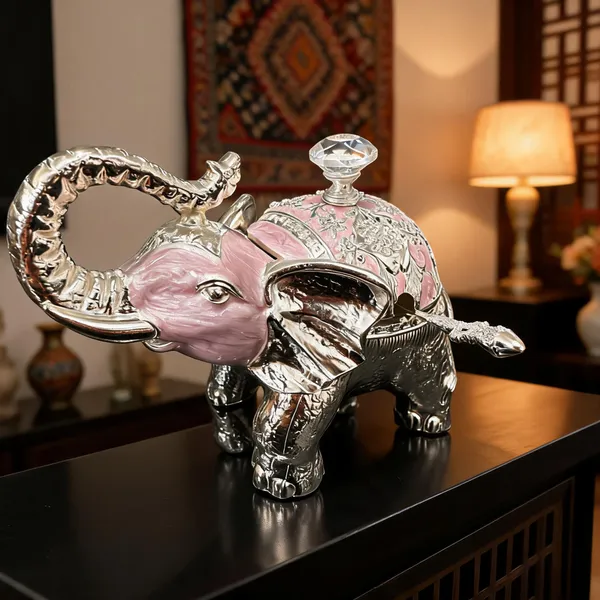German_Silver_Lavender_Enamel_Decorative_Elephant_Sugar_Candy_Bowl
