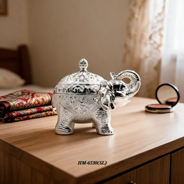 German_Silver_Enamel_Decorative_Fat_Elephant_Sugar_Candy_Bowl