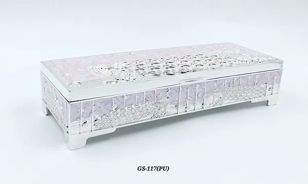 German_Silver_Lavender_Enamel_Crystal_Embellished_Decorative_Dry_Fruit_Or_Candy_Box