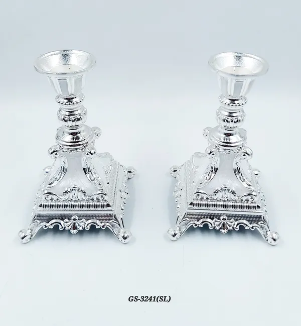 German_Silver_Victorian_Ornate_Candle__Stand_Set_Of_2