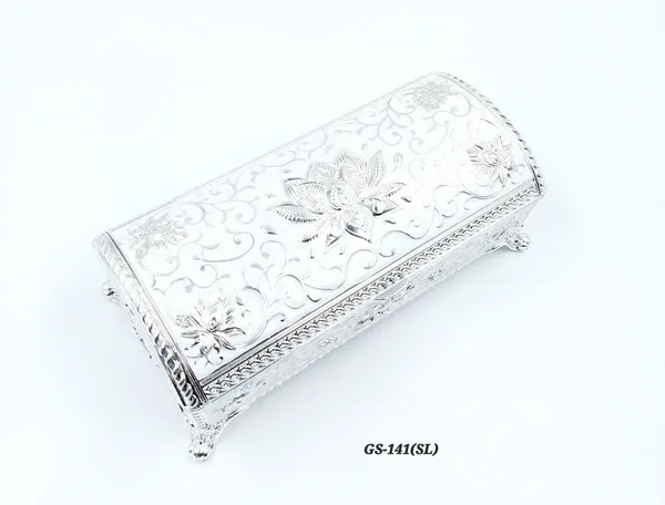 German_Silver_Enamel_Floral_Decorative_Jewelry_Box