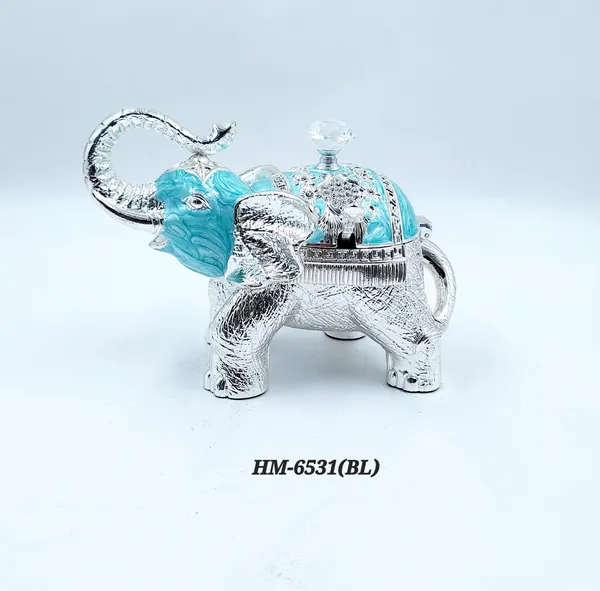 German_Silver_Turquoise_Blue_Enamel_Decorative_Elephant_Sugar_Candy_Bowl