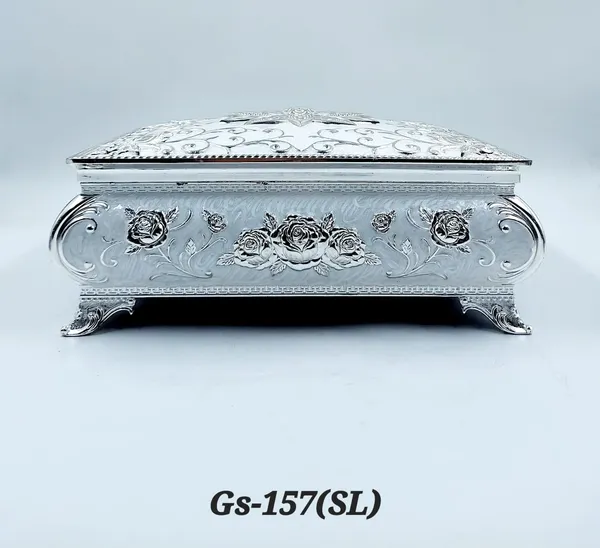 German_Silver_Enamel_Floral_Embossed_Jewelry_Or_Dry_Fruit_Storage_Box
