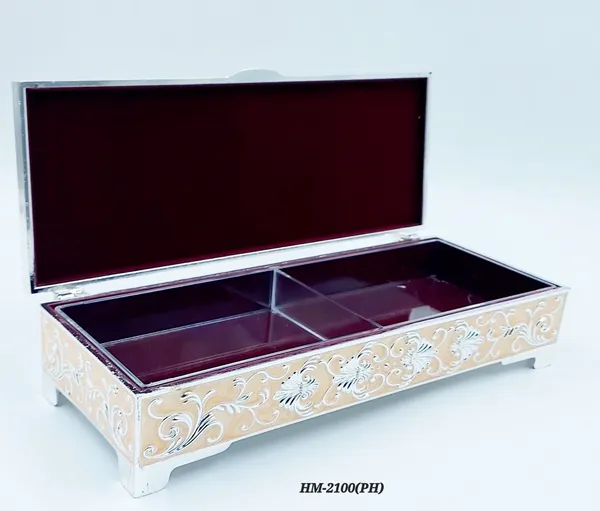 German_Silver_Peach_Enamel_Floral_Engraved_Jewelry_And_Dry_Fruit_Storage_Box
