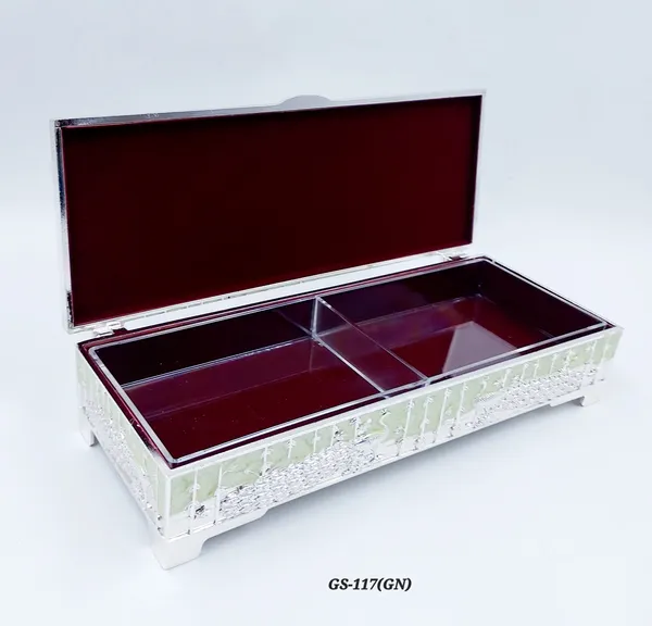 German_Silver_Green_Enamel_Crystal_Embellished_Decorative_Dry_Fruit_Or_Candy_Box