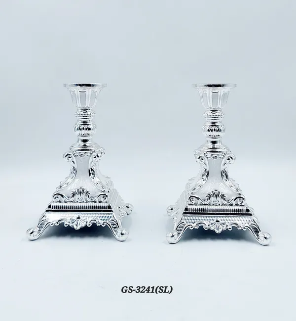German_Silver_Victorian_Ornate_Candle__Stand_Set_Of_2