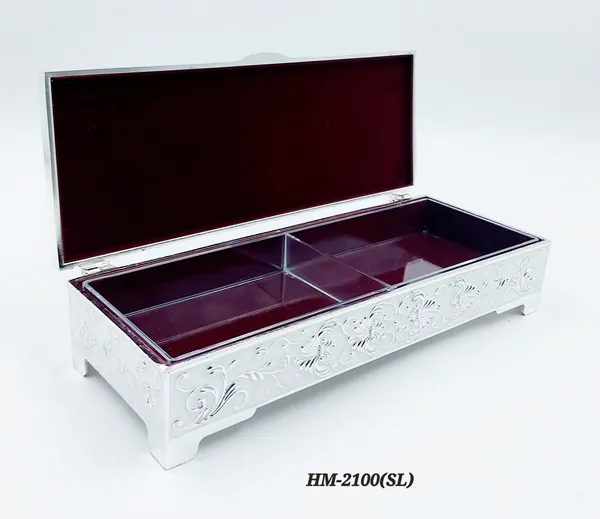 German_Silver_Enamel_Floral_Engraved_Jewelry_And_Dry_Fruit_Storage_Box