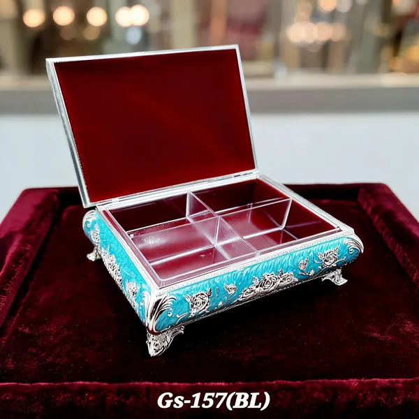 German_Silver_Turquoise_Blue_Enamel_Floral_Embossed_Jewelry_Or_Dry_Fruit_Storage_Box