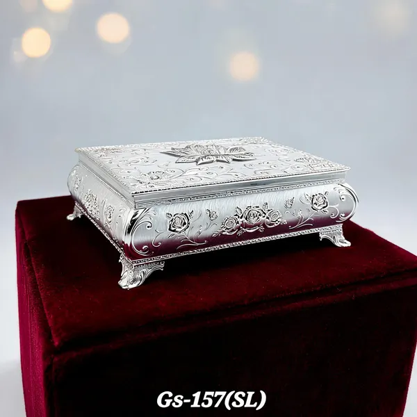 German_Silver_Enamel_Floral_Embossed_Jewelry_Or_Dry_Fruit_Storage_Box