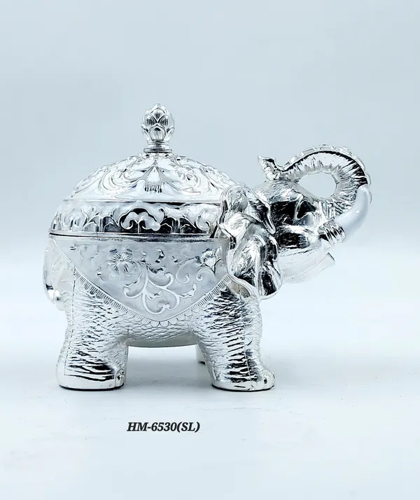 German_Silver_Enamel_Decorative_Fat_Elephant_Sugar_Candy_Bowl