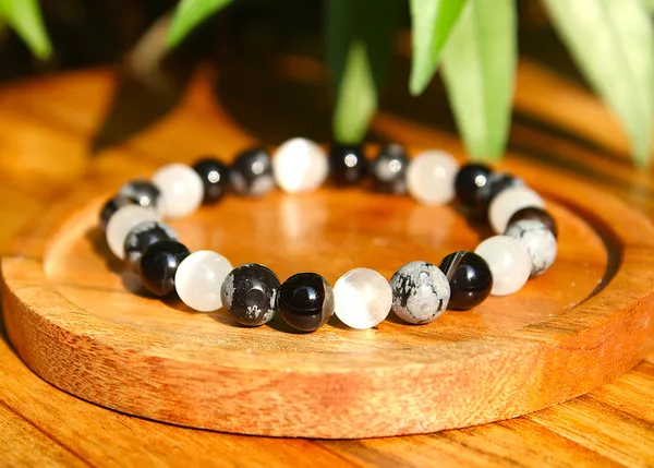 Selenite_Snowflakes_Obsidian_Triple_Protection_Bracelet_With_Free_Selenite_Tumble