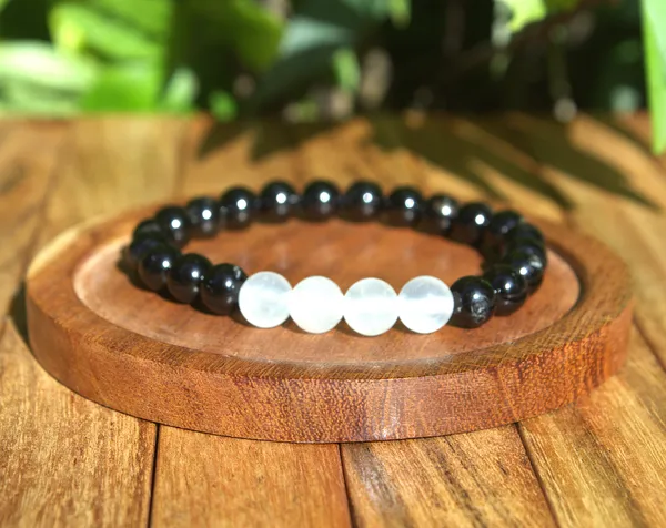 Tourmaline_4_Selenite_Bracelet_With_Free_Selenite_Tumble_Aura_Shield_Bracelet