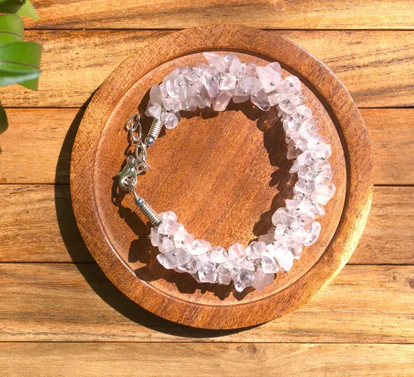 Women_S_Rose_Quartz_Chips_Bracelet_With_Free_Selenite_Tumble