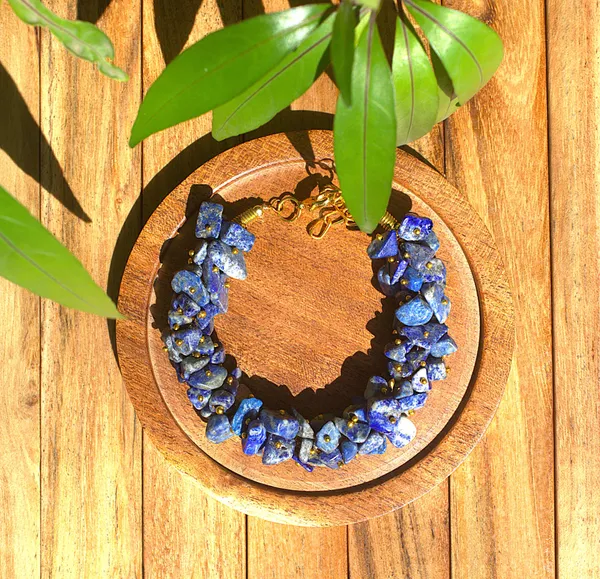 Women_S_Lapis_Lazuli_Chips_Bracelet_With_Free_Selenite_Tumble