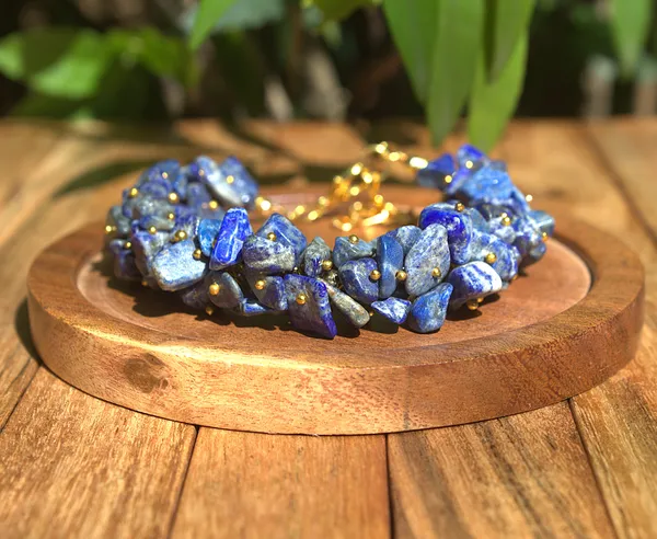 Women_S_Lapis_Lazuli_Chips_Bracelet_With_Free_Selenite_Tumble