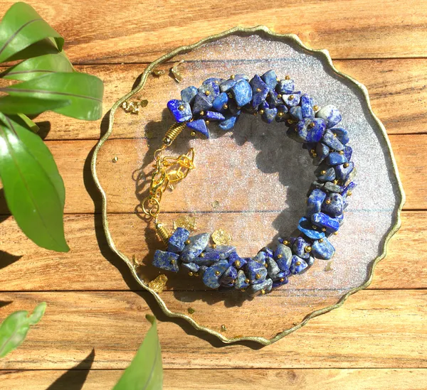 Women_S_Lapis_Lazuli_Chips_Bracelet_With_Free_Selenite_Tumble