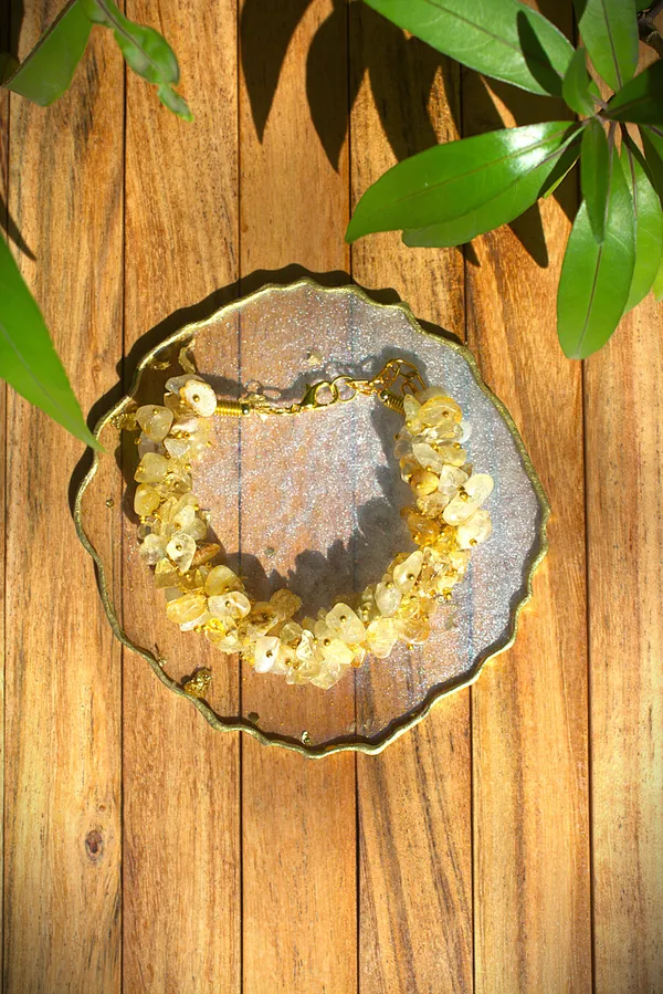 Women_S_Citrine_Chips_Bracelet_With_Free_Selenite_Tumble
