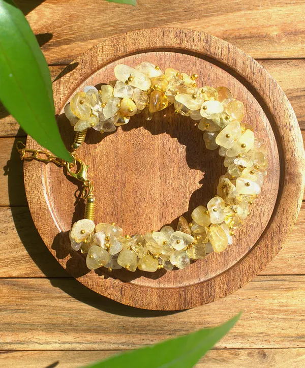 Women_S_Citrine_Chips_Bracelet_With_Free_Selenite_Tumble