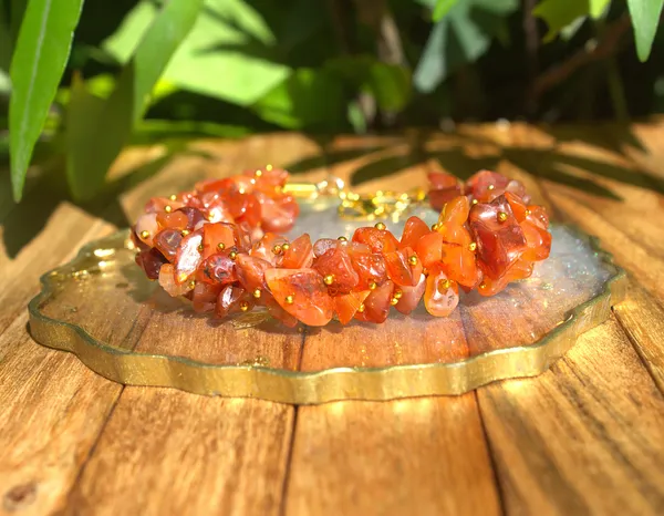 Women_S_Carnelian_Chips_Bracelet_With_Free_Selenite_Tumble