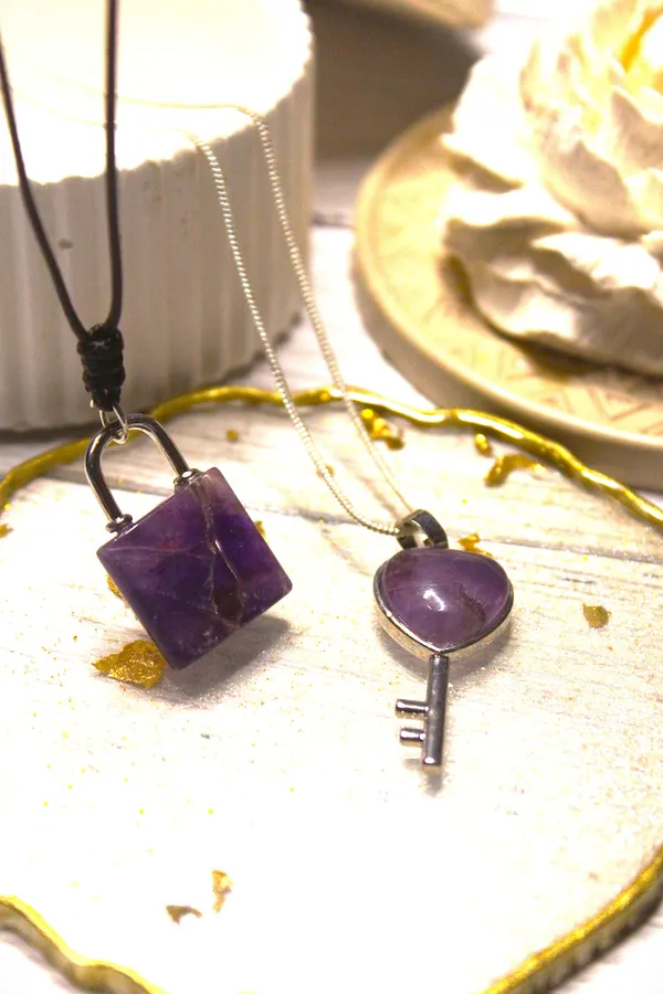 Amethyst_Lock_Key_Couples_Pendant