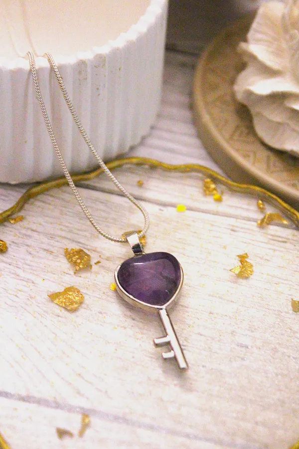 Amethyst_Lock_Key_Couples_Pendant