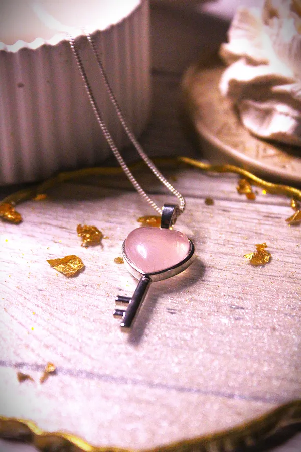Rose_Quarts_Lock_Key_Couples_Pendants