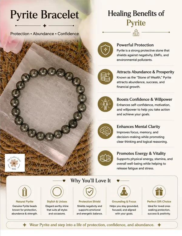 Raw_Pyrite_Bracelet_With_Free_Selenite_Tumble